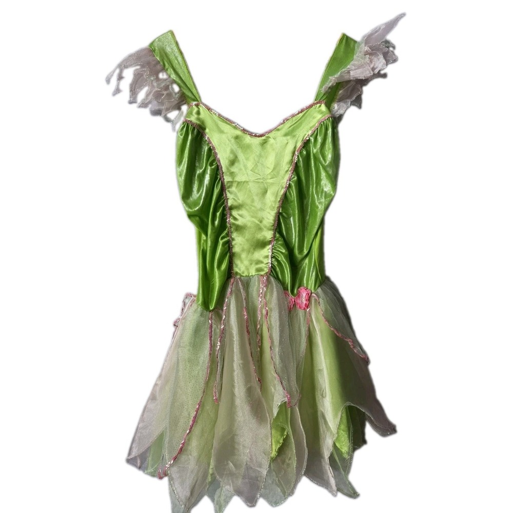 Disney Tinker Bell Costume Size 12-14 Green Pink Juniors Disney Store Tinkerbell